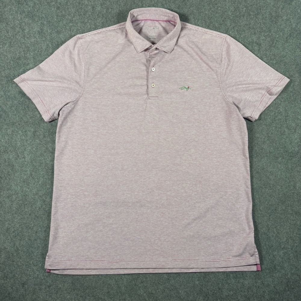 johnnie-O Polo Shirt Mens XL Pink Striped Performance Short Sleeve Golf Stretch